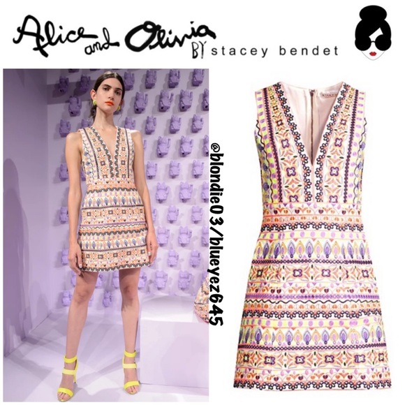 Alice + Olivia Dresses & Skirts - Alice + Olivia Patty Embroidered V-Neck Mini Dress 4 NWT